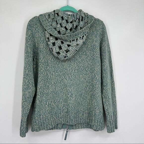 Cabela's Green Cream Multi Knit Long Sleeve Hooded Front Zipper Ribbed Jacket - Picture 7 of 11